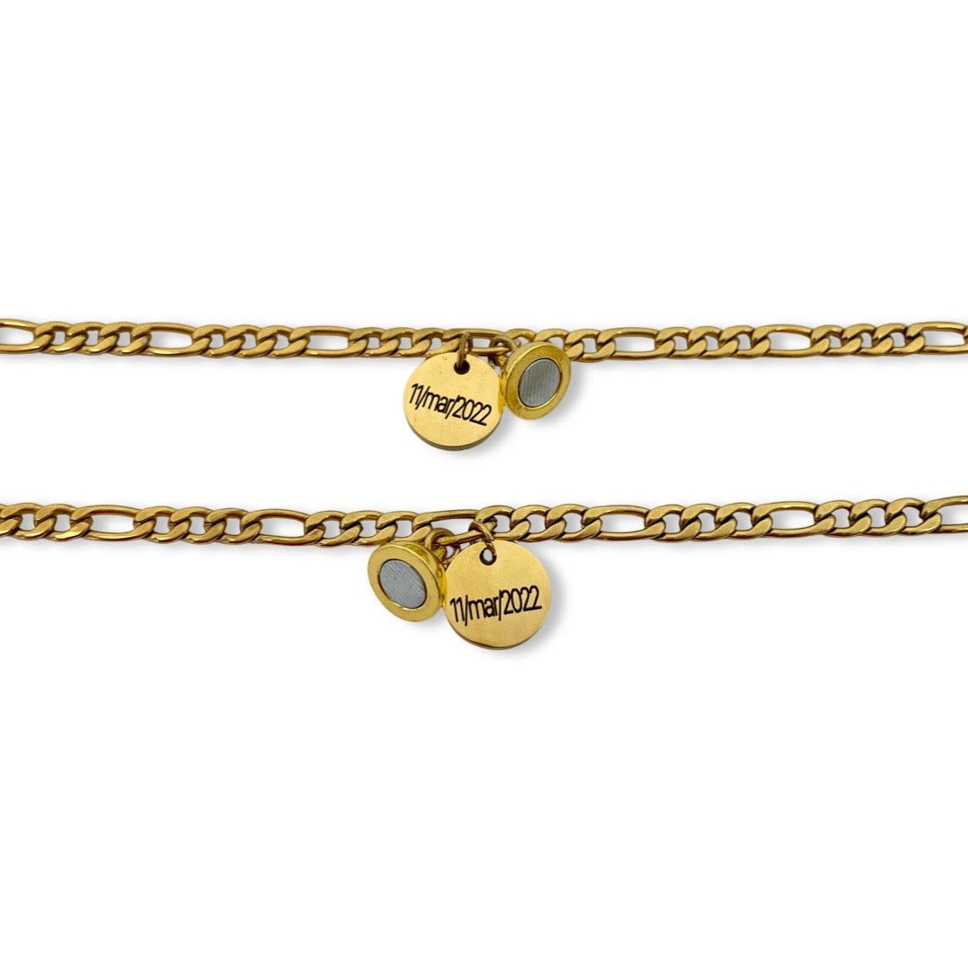 Pulseras de pareja de imán con dije de círculo