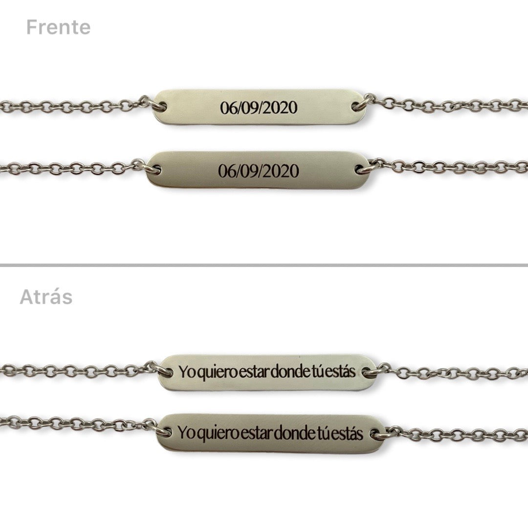 Pulseras de parejas barra recta personalizadas