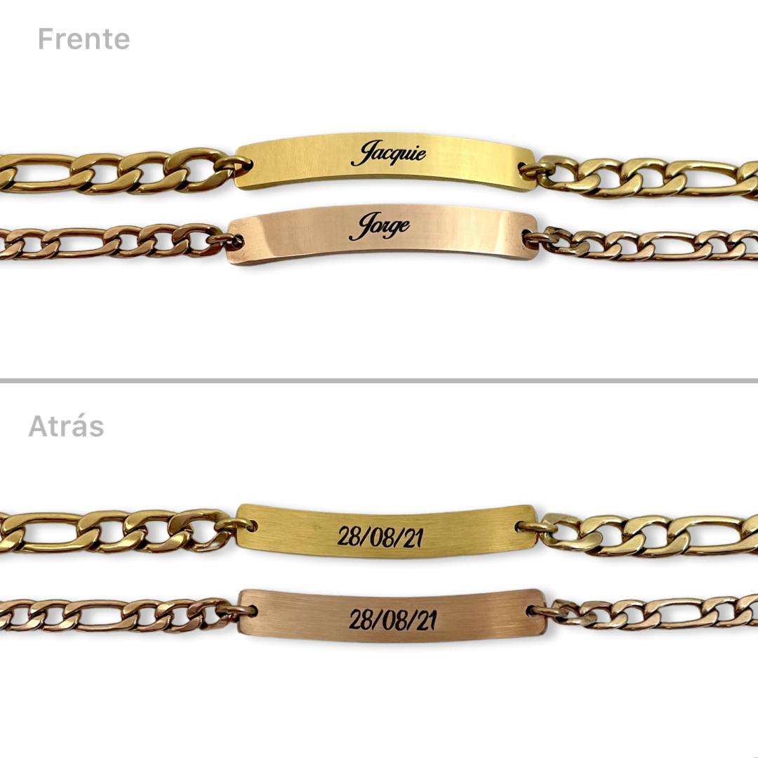 Pulseras de pareja grabado libre ambos lados