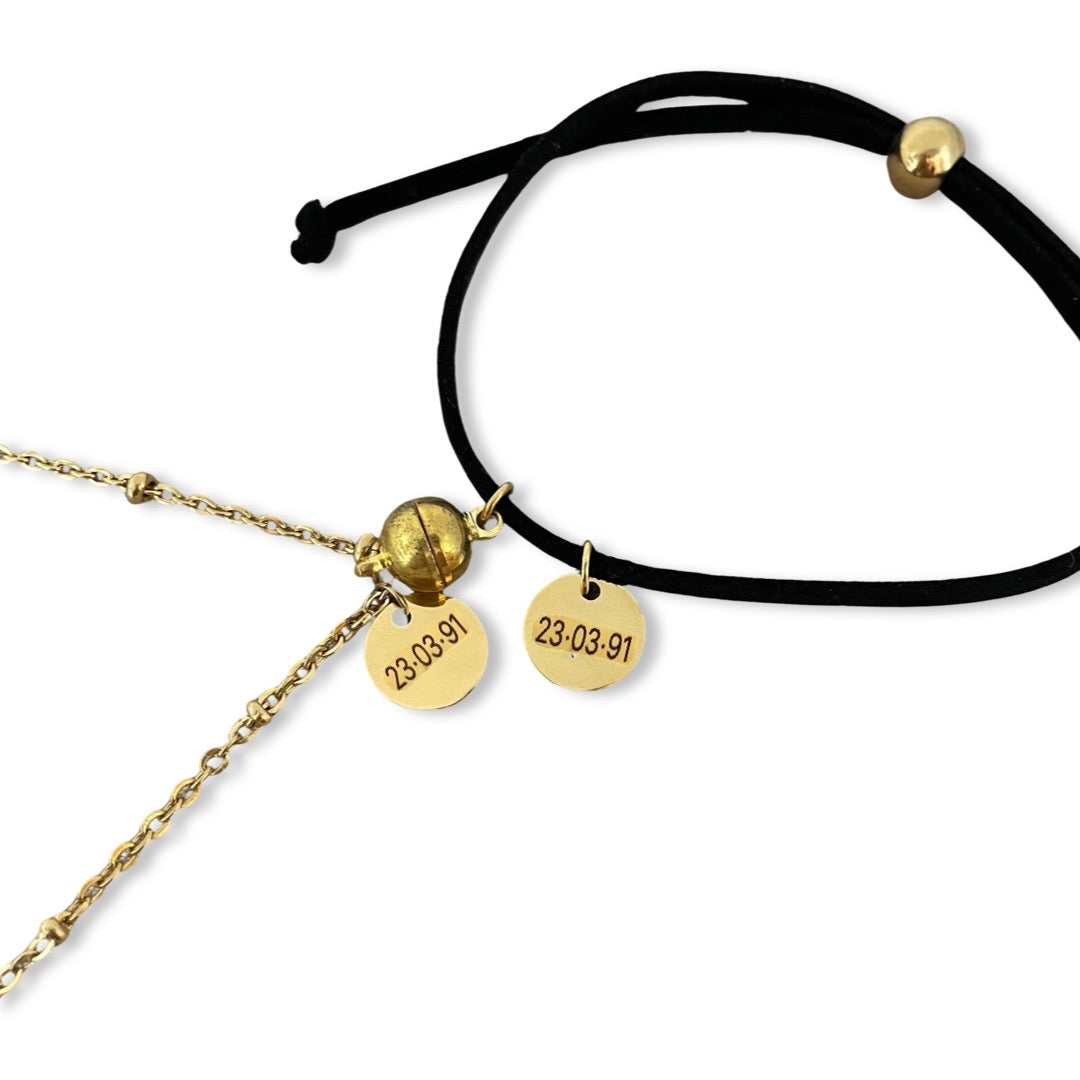 Pulseras de pareja de imán con dije de círculo