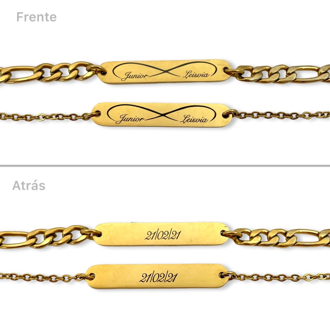 Pulseras de parejas barra recta personalizadas