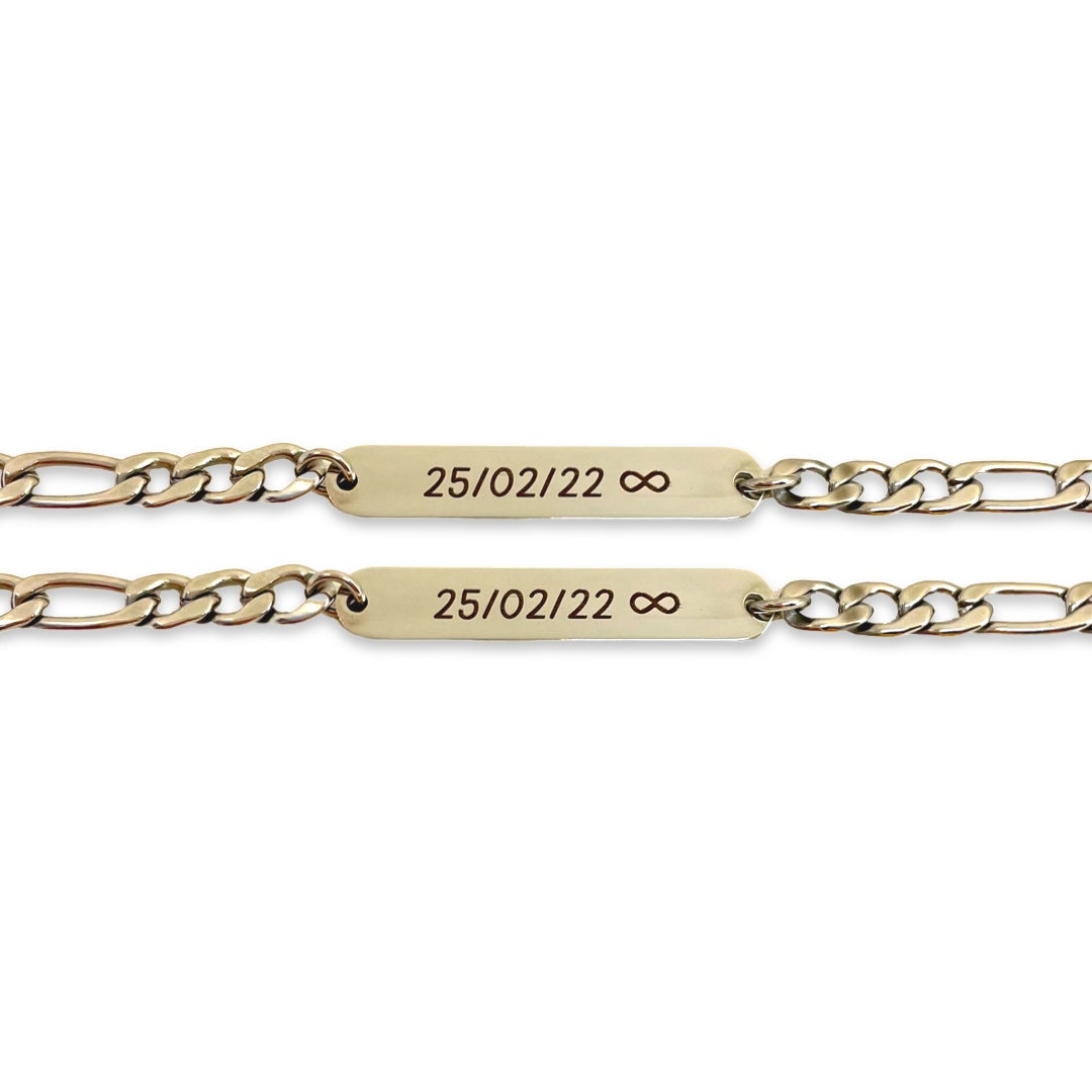 Pulseras de parejas personalizadas con fecha e iniciales (par)