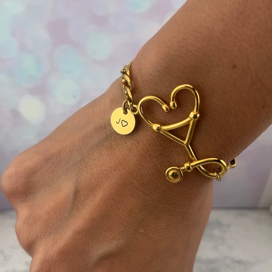 Pulsera estetoscopio con inicial