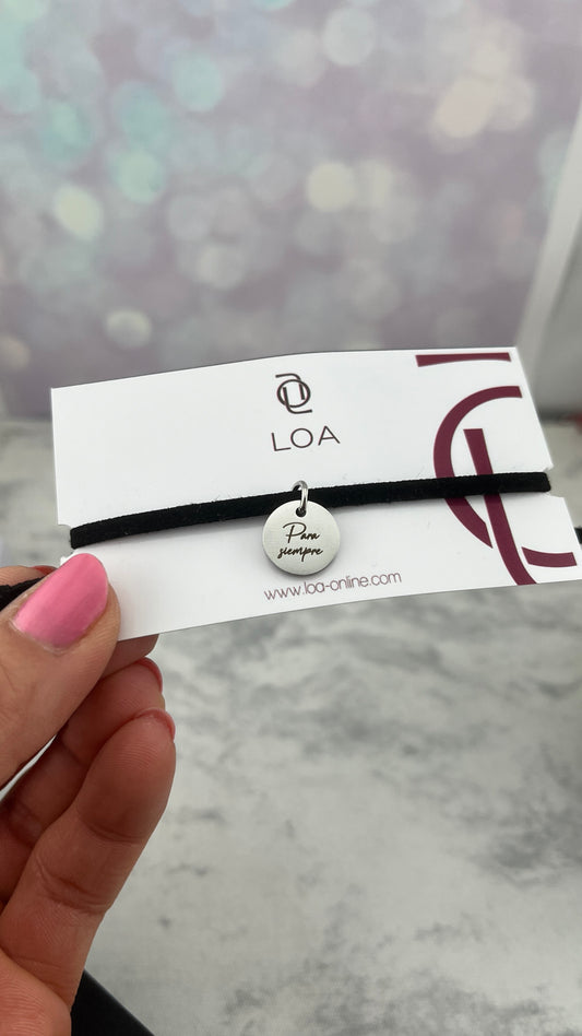 Pulsera gamuza con dije círculo