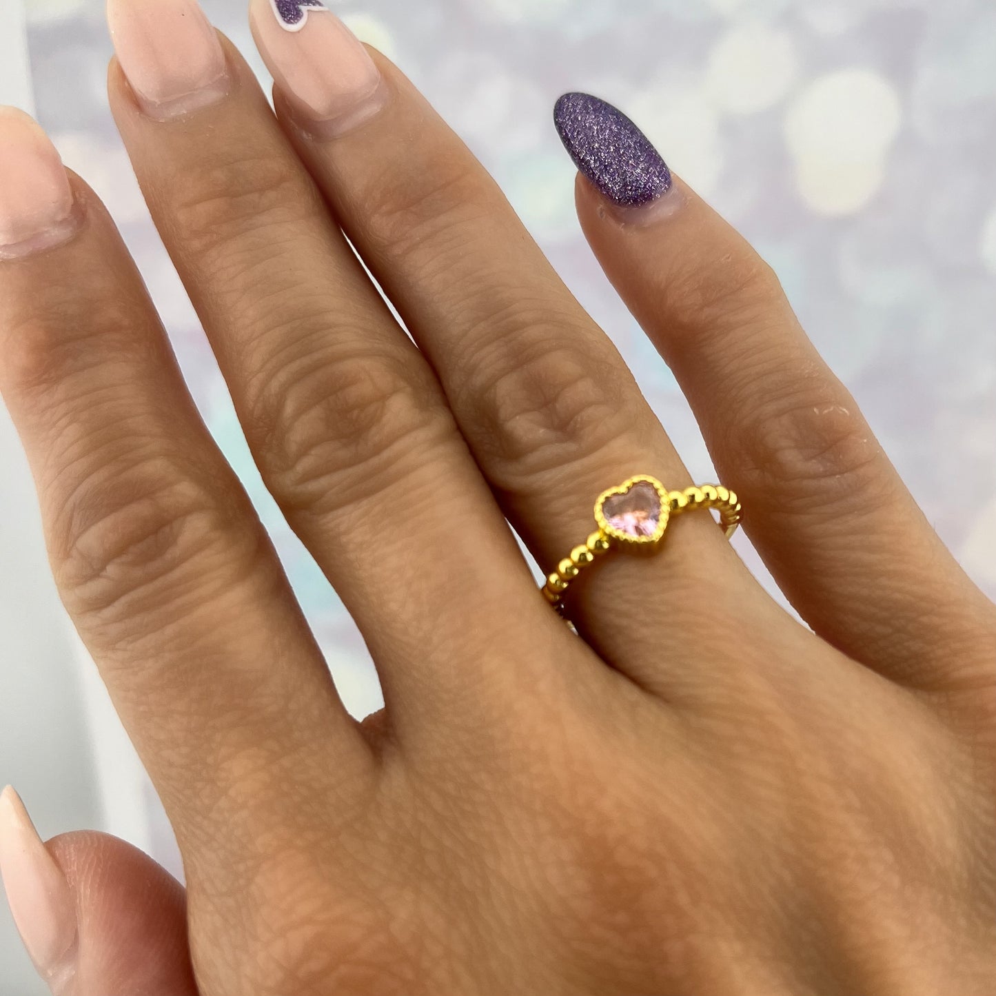 Anillo ajustable zirconia corazón