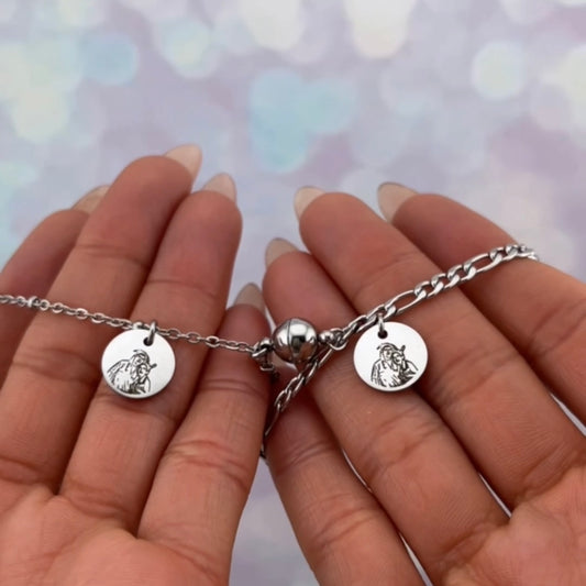 Pulseras pareja círculo con foto e imán