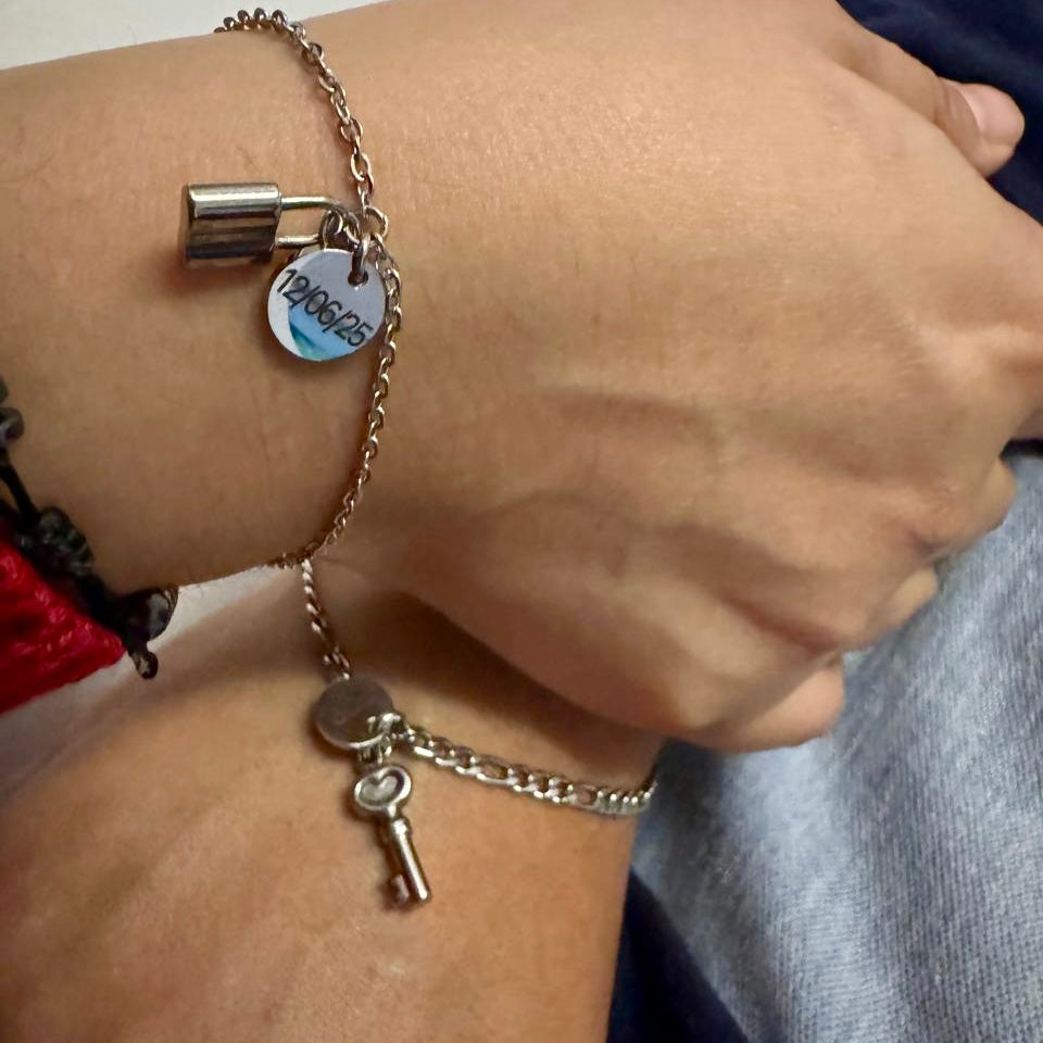 Pulseras de parejas personalizadas llave y candado