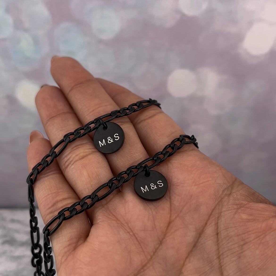 Pulseras de parejas con dije de círculo