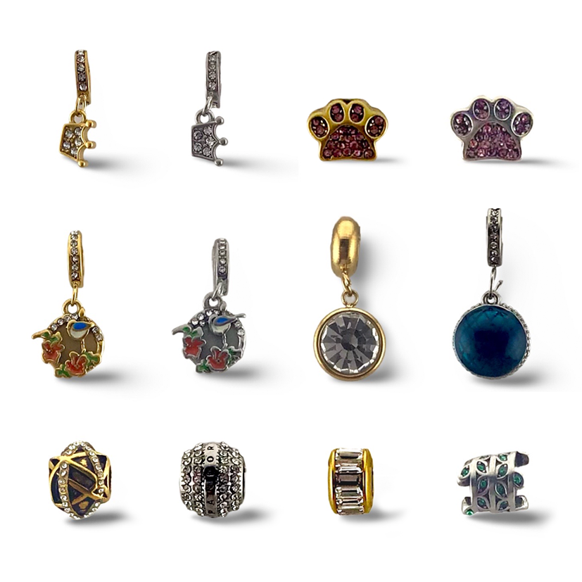 Charms de varias figuras con zirconias