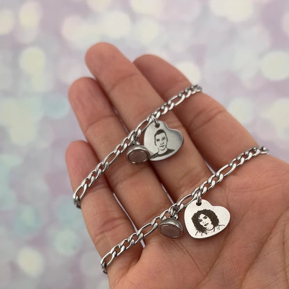 Pulseras parejas de imán con foto