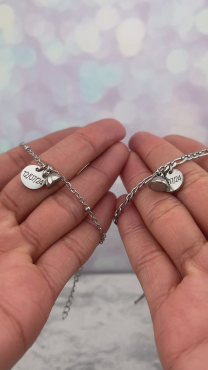 Pulseras de pareja de imán con dije de círculo