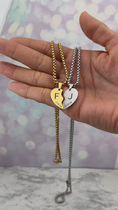 Collares de pareja corazón partido