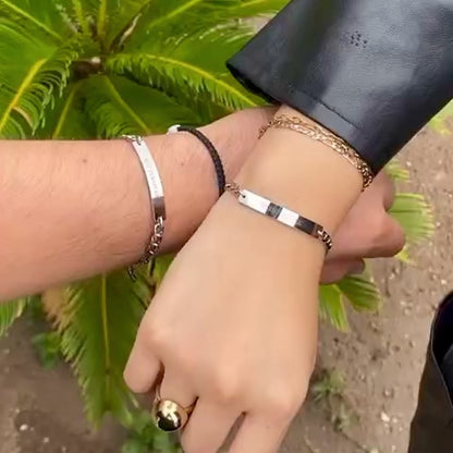 Pulseras de pareja grabado libre ambos lados