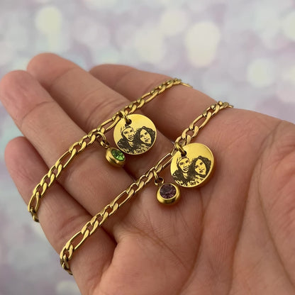 Pulseras pareja con foto y zirconia