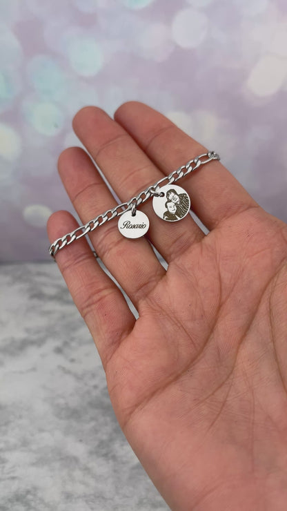 Pulsera dijes con foto y nombre