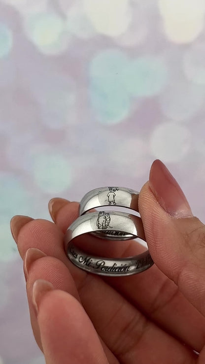 Anillos de promesa con grabado libre por fuera