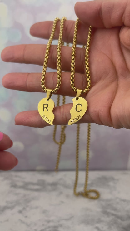 Collares de pareja corazón partido