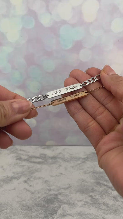 Pulseras de parejas barra recta personalizadas