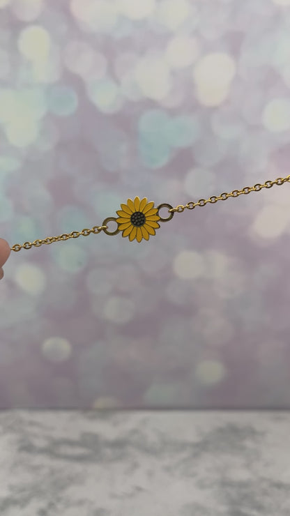 Pulsera de girasol con nombre