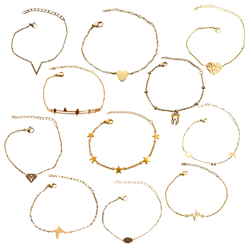 Pulseras delicadas de acero inoxidable de figuras