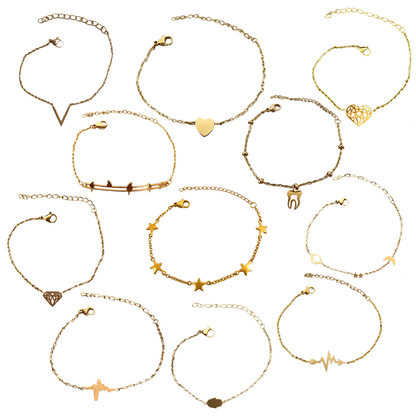 Pulseras delicadas de acero inoxidable de figuras