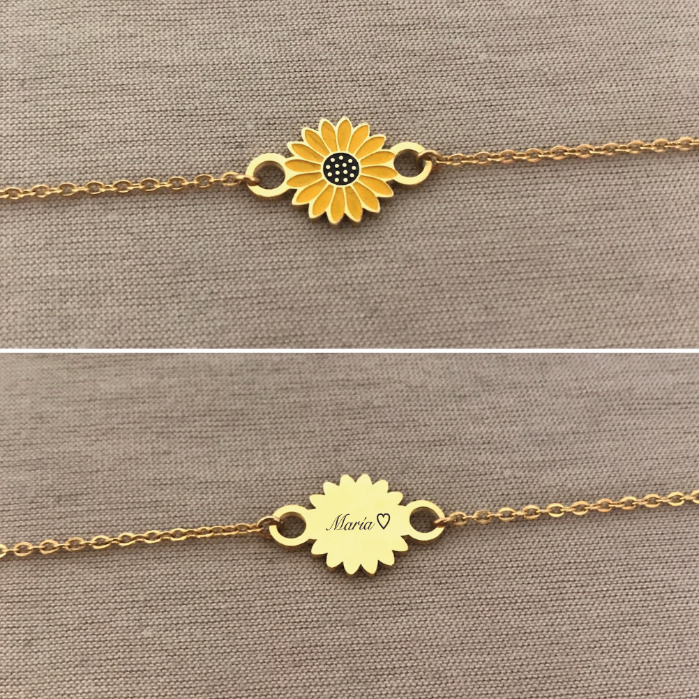 Pulsera de girasol con nombre