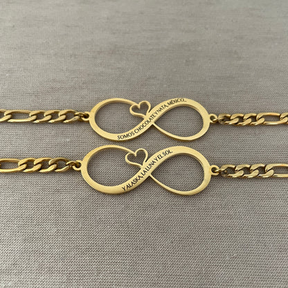 Pulseras personalizadas para parejas de infinito/corazón