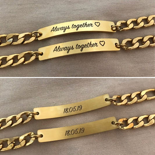 Pulseras de parejas personalizadas Always together y fecha