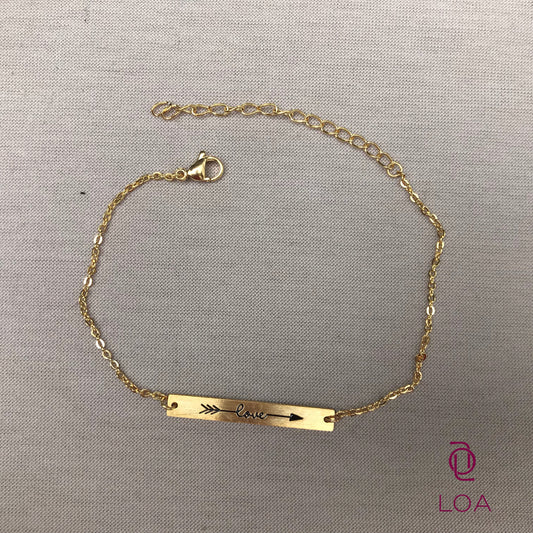 Pulsera delicada de barra con love