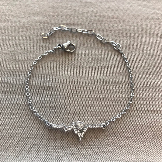 Pulsera delicada de electro con corazón y brillantes
