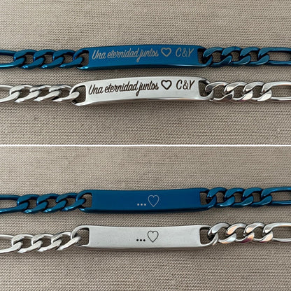 Pulseras de pareja grabado libre ambos lados