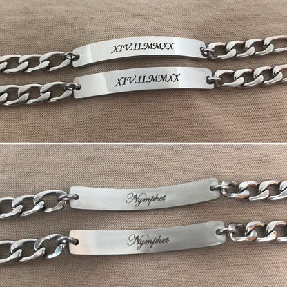 Pulseras de pareja grabado libre ambos lados