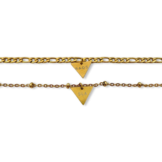 Pulseras de parejas de acero inoxidable personalizadas con dije de triángulo