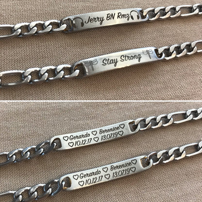 Pulseras de pareja grabado libre ambos lados
