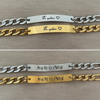 Pulseras de pareja grabado libre ambos lados