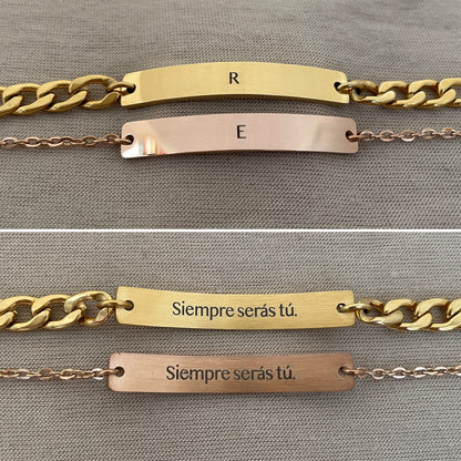 Pulseras de pareja grabado libre ambos lados