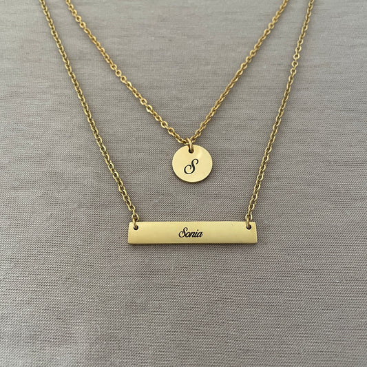Collar personalizado 2 en 1 de inicial con nombre