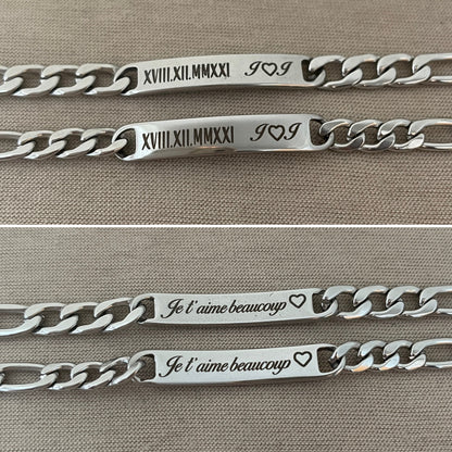 Pulseras de pareja grabado libre ambos lados