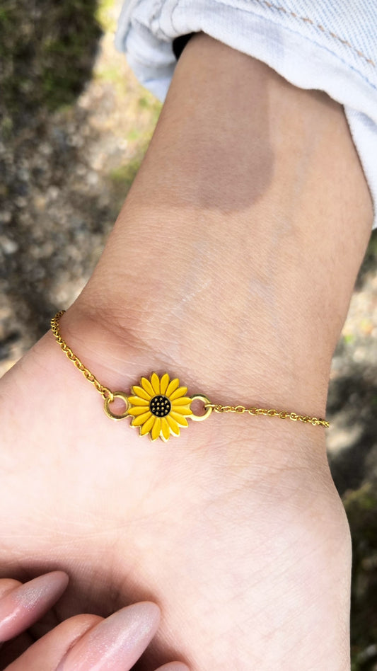 Pulsera de girasol con nombre